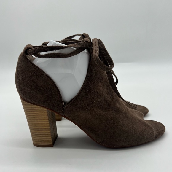 BC Born in California Vegan Suede-like Open Toe Chunky Heel Ankle Tie Bo… - Picture 3 of 8